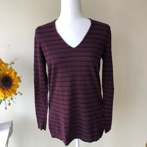 ETCETERA STRIPED V-NECK SWEATER 
CASHMERE SIZE S